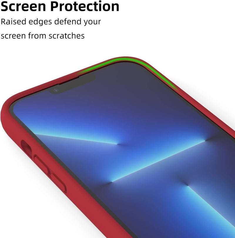 K TOMOTO Compatible with iPhone 13 Pro Max Bumper Case (6.7 Inch), Liquid Silicone Protective Frame [Raised Edge & Drop Protection] Silky and Soft Touch, Red - Image 3